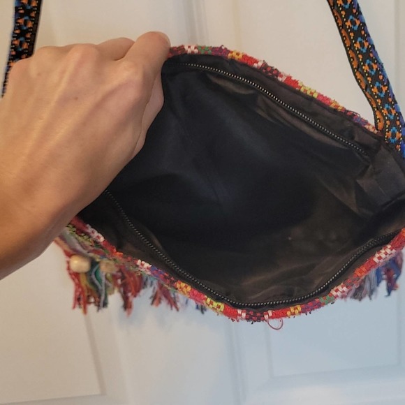 boho embroidered traveler crossbody bag ◇ cute soft purse with zipper ◇ - Picture 2 of 4